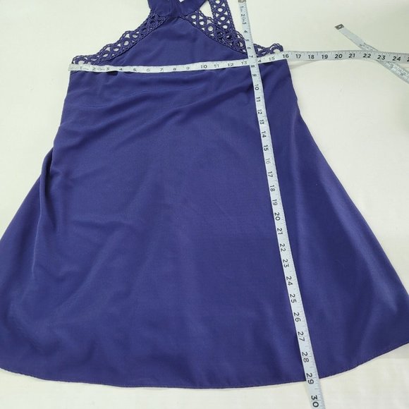 Lulus Dress‎ Womens S Any Sway Shape Or Form Crochet Lace Halter Dress Blue Flaw - Picture 12 of 16